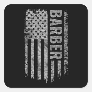 Adesivo Quadrado Bandeira dos EUA desgastada design de barbeiro