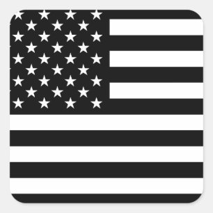 Adesivo Quadrado Bandeira dos EUA - estêncil preto e branco