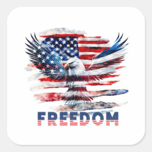 Adesivo Quadrado Bandeira e águia dos Estados Unidos.Liberdade.