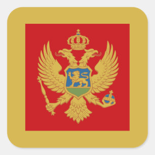 Adesivo Quadrado Bandeira e Casaco de Armas do Montenegro