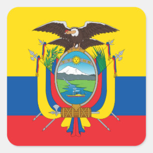 Adesivo Quadrado Bandeira e Casaco de armas equatoriana, Bandeira d