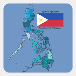 Adesivo Quadrado Bandeira e mapa das Filipinas