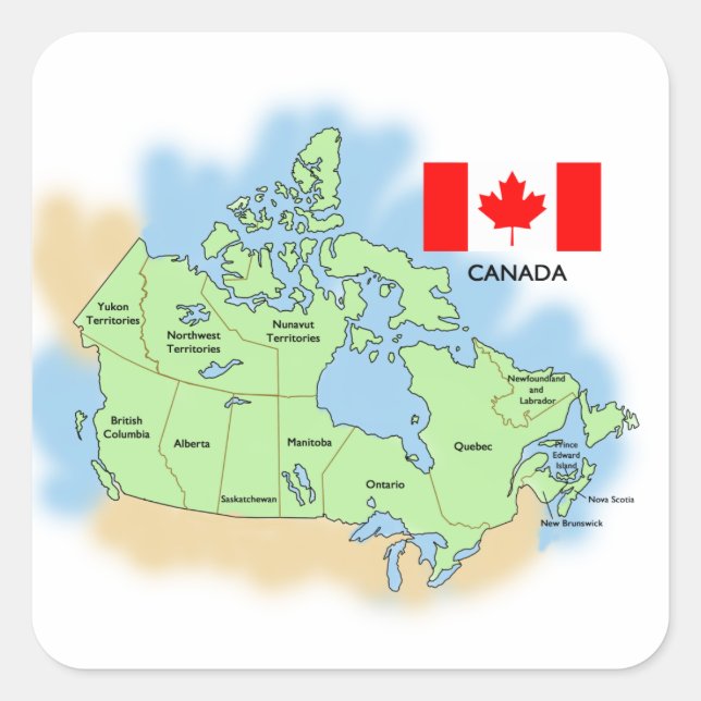 Adesivo Quadrado Bandeira e mapa de Canadá (Frente)