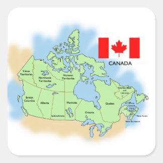 Adesivo Quadrado Bandeira e mapa de Canadá