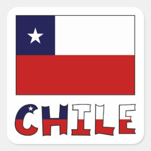 Adesivo Quadrado Bandeira e Nome do Chile em Cor