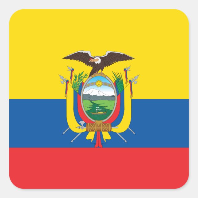Adesivo Quadrado Bandeira Equador (Equador) (Frente)