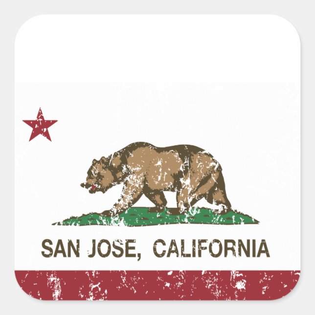 Adesivo Quadrado bandeira estadual da Califórnia san jose (Frente)