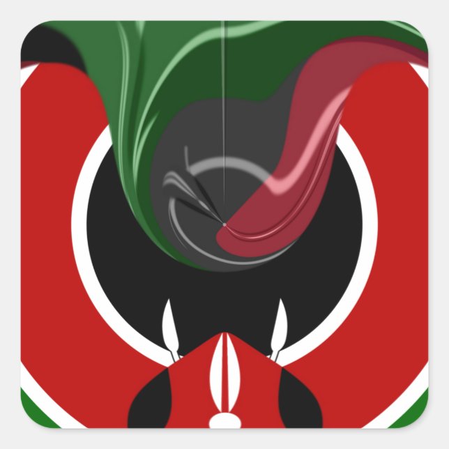 Adesivo Quadrado Bandeira Fluid Kenyan (Frente)
