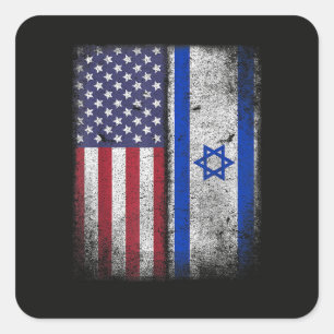 Adesivo Quadrado Bandeira Israelense Americana Israel EUA Raízes Am