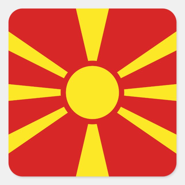 Adesivo Quadrado Bandeira Macedônia (Macedônia) (Frente)