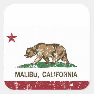 Adesivo Quadrado Bandeira Malibu da república de Califórnia