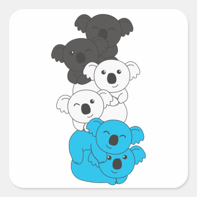 Adesivo Quadrado Bandeira Mascic Pride Lgbtq Cute Koala Pile Square (Frente)