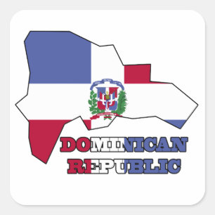 Adesivo Quadrado Bandeira na República Dominicana do mapa