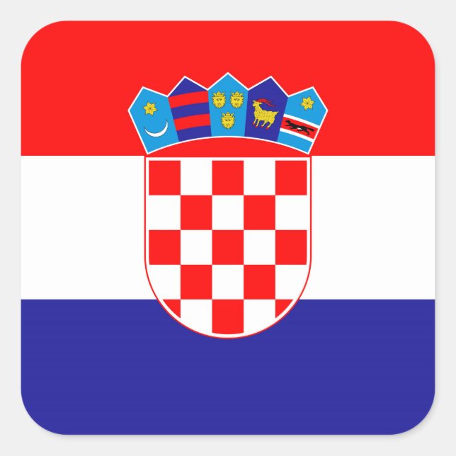 Adesivo Quadrado Bandeira nacional da Croácia Zastava Hrvatske (Frente)