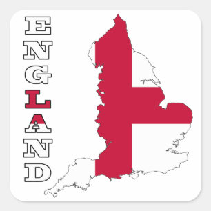 Adesivo Quadrado Bandeira no Mapa da Inglaterra