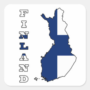 Adesivo Quadrado Bandeira no mapa de Finlandia