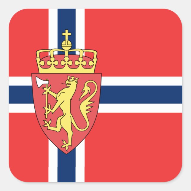 Adesivo Quadrado Bandeira norueguesa, pavilhão da Noruega (Frente)