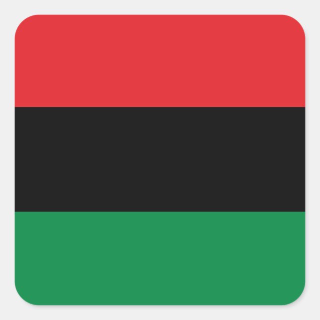 Adesivo Quadrado Bandeira Pan-Africana da UNIA Kwanzaa (Frente)