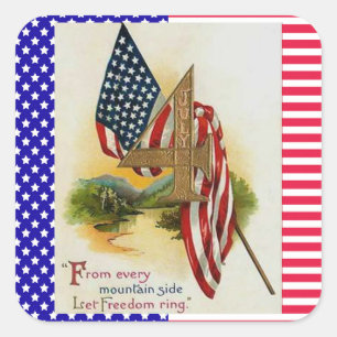 Adesivo Quadrado Bandeira Patriótica do Quarto de julho