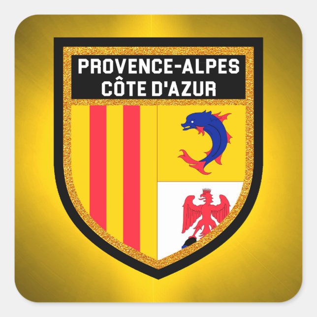 Adesivo Quadrado Bandeira Provence-Alpes-Côte d'Azur (Frente)