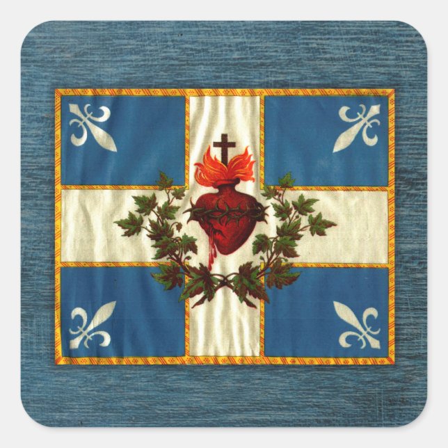 Adesivo Quadrado Bandeira Quebeque antiga Carrilhão Sacré-Cœur (Frente)