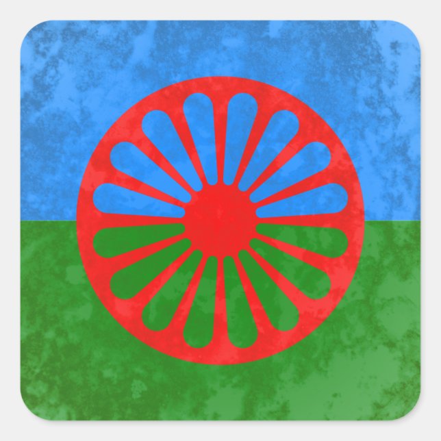 Adesivo Quadrado bandeira romani (Frente)