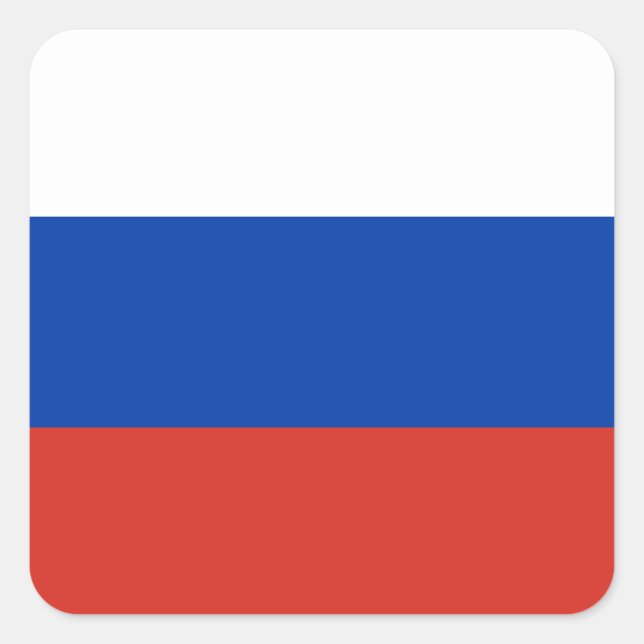 Adesivo Quadrado Bandeira Rússia (Rússia) (Frente)