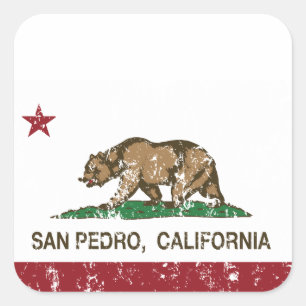 Adesivo Quadrado Bandeira San Pedro da república de Califórnia
