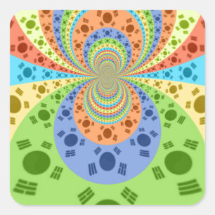 Adesivo Quadrado Bandeira Sul-Coreana Inspirou Abstrato Art Impress