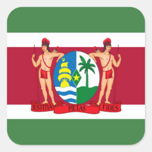 Adesivo Quadrado Bandeira Surinamesa e Casaco de Armas, Bandeira do