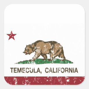 Adesivo Quadrado Bandeira Temecula do estado de Califórnia