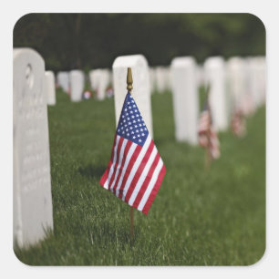 Adesivo Quadrado Bandeiras americanas nos túmulos de Veteranos amer