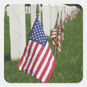 Adesivo Quadrado Bandeiras americanas nos túmulos de veteranos amer
