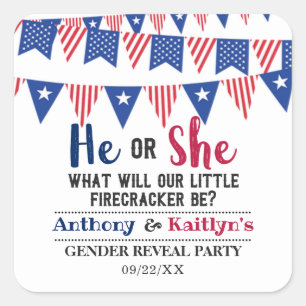 Adesivo Quadrado Bandeiras de Bunting 4º De Julho Festa De Revelaçã