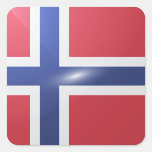 Adesivo Quadrado Bandeja de brilho quadrado da Noruega