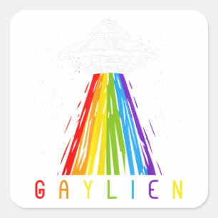 Adesivo Quadrado Bandeja de Orgulho gay de Gay UFO da Alienígena de