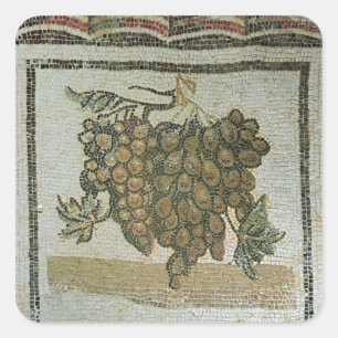Adesivo Quadrado Bando de uvas brancas, mosaico romano