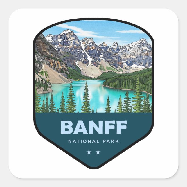 Adesivo Quadrado Banff National Park Shield (Frente)