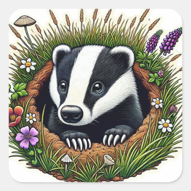 Adesivo Quadrado Banheira europeia castanha riscada (Frente)