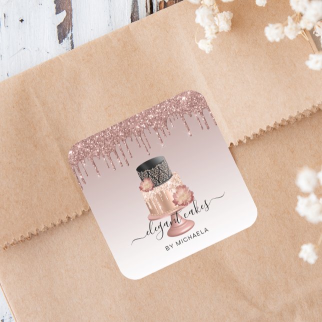 Adesivo Quadrado Banheiro Dourado com Rosa de Bolo de Casamento (Criador carregado)