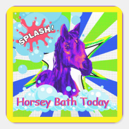 Adesivo Quadrado banho de cavalo hoje em quadrinhos