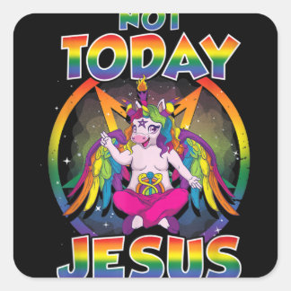 Adesivo Quadrado Baphomet Sigil Hoje Não É Jesus Satânico Unicórnio