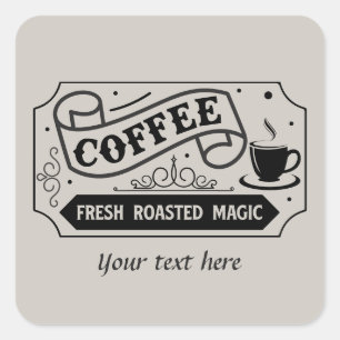 Adesivo Quadrado Baqueta de café personalizável e elegante