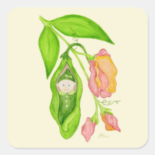 Adesivo Quadrado Baquetas de bebê doce de ervilha
