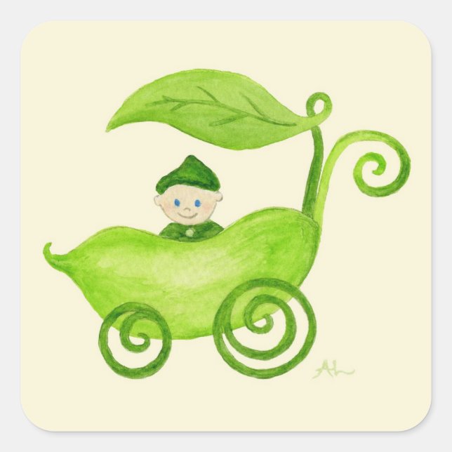 Adesivo Quadrado Baquetas de bebê doce de ervilha (Frente)