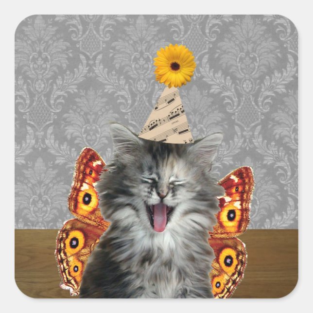 Adesivo Quadrado Baquetas de gato riscando muito bem (Frente)