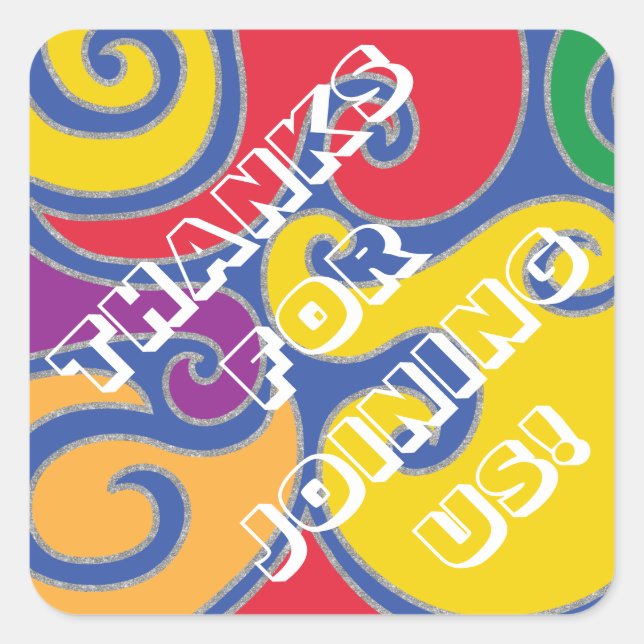 Adesivo Quadrado BAR BM Bat Mitzvah Silvery Swirls Square Sticker (Frente)