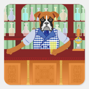 Adesivo Quadrado Bar da cerveja do cão do pugilista