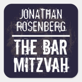 Adesivo Quadrado Bar de pedra Mitzvah Sticker em preto