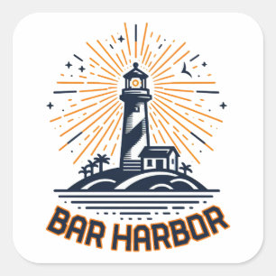 Adesivo Quadrado Bar Harbor Maine Farol Nascer do Sol